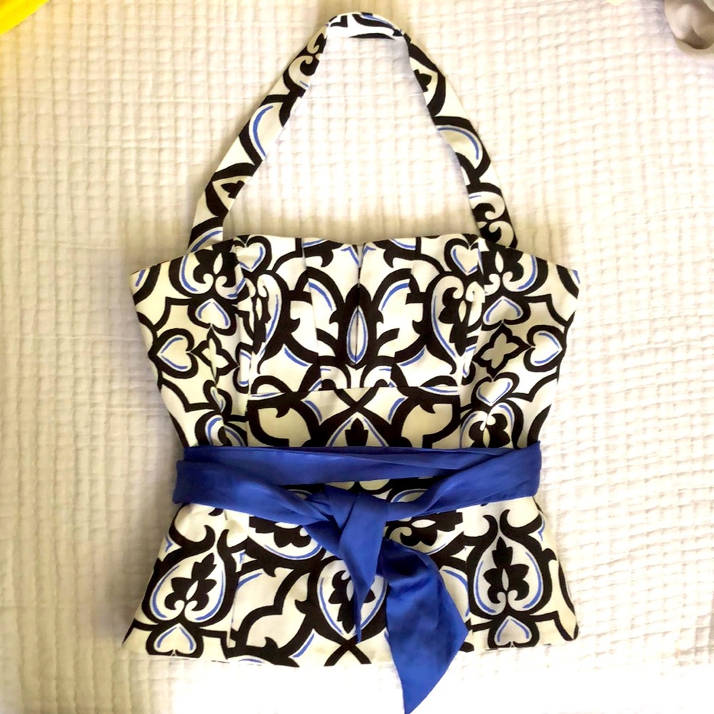 WHBM Convertible geometric Halter/Strapless boned corset